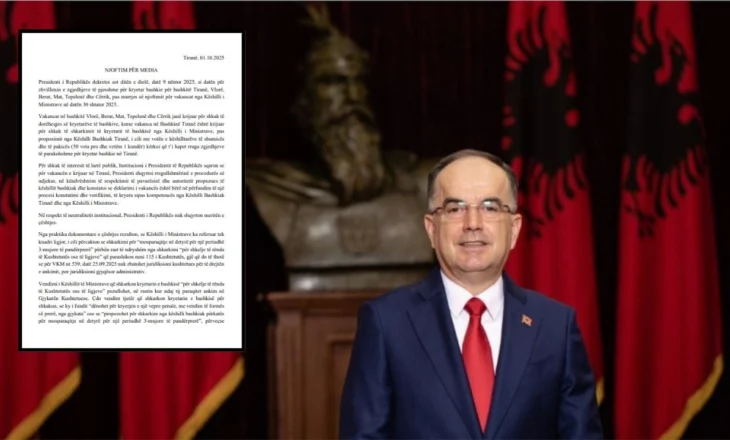 Presidenti Begaj dekreton zgjedhjet e pjesshme në Tiranë në 9 Nëntor: Nuk ka pezullim nga Gjykata Administrative