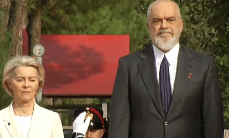 Presidentja e KE pritet me ceremoni zyrtare nga Rama
