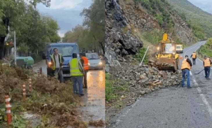 Rrëshqitje dherash e inertesh, shiu dhe era e fortë shkaktojnë probleme, rrugë të bllokuara