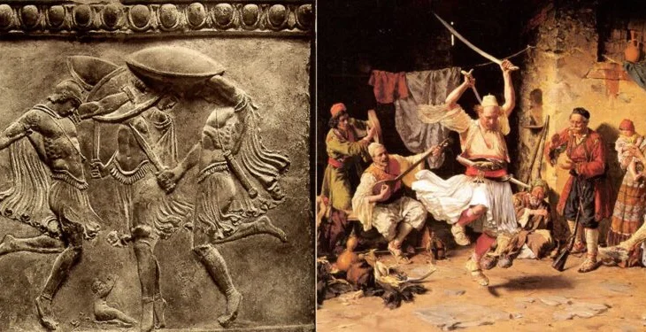 “Vallja e Kuretëve”, “Vallja e Shpatave” nga relievi i vitit 100 pas Krishtit në tablonë e kroatit Paja Jovanoviç