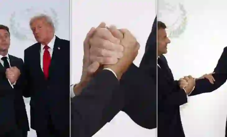 VD- Përleshje simbolike, shtrëngimi i çuditshëm i duarve mes Trump dhe Macron: Pse më lëndove?