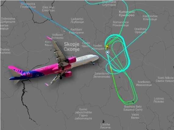 Bëri rreth 17 rrotullime dhe nuk u ul dot në aeroportin e Shkupit/ Avioni bën zbritje në Kosovë pas 2 orësh