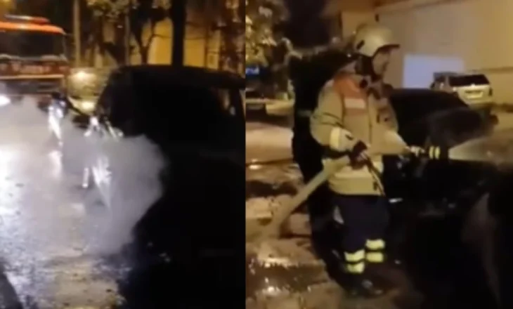 Dy makina përfshihen nga flakët në Vlorë , dyshohet zjarrvënie e qëllimshme