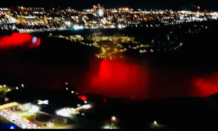 Edhe Kanadaja ‘vishet’ kuqezi, ngjyrat e flamurit tonë ‘mbështjellin’ Ujëvarën e Niagarës