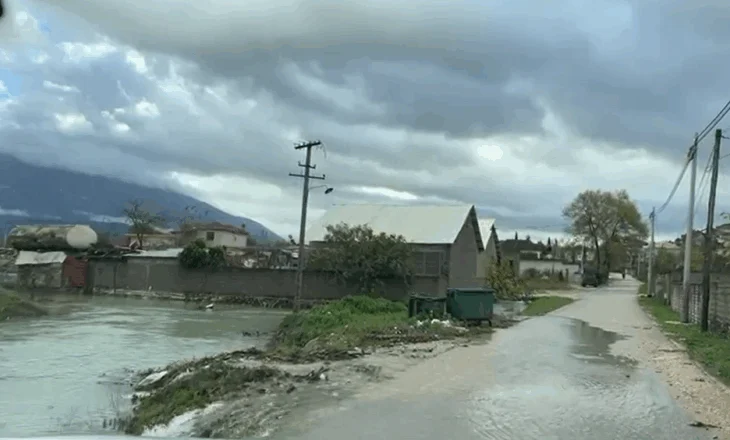 Gjirokastër, përmbytje në disa zona të fshatit Derviçan, uji hynë në oborrin e disa banesave