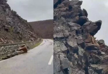 Gurë të rrëzuar në asfalt, të tjerë rrezikojnë të bien/ Deputeti i PD nxjerr videon nga rruga në Tropojë: Banorët në…