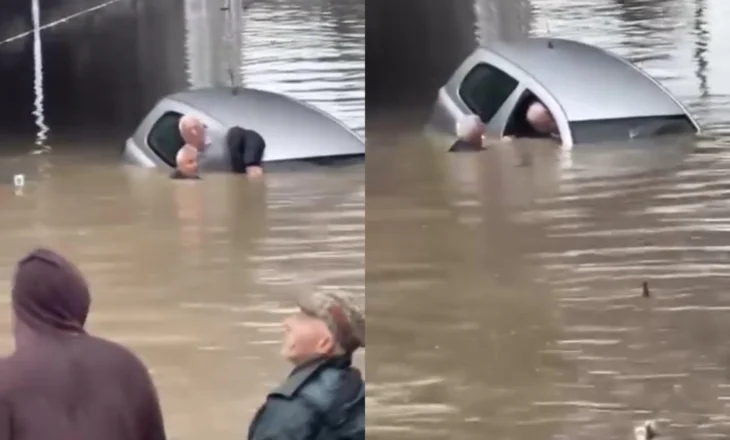 Makina fundoset në nënkalimin e përmbytur, qytetarët mezi arrijnë të shpëtojnë