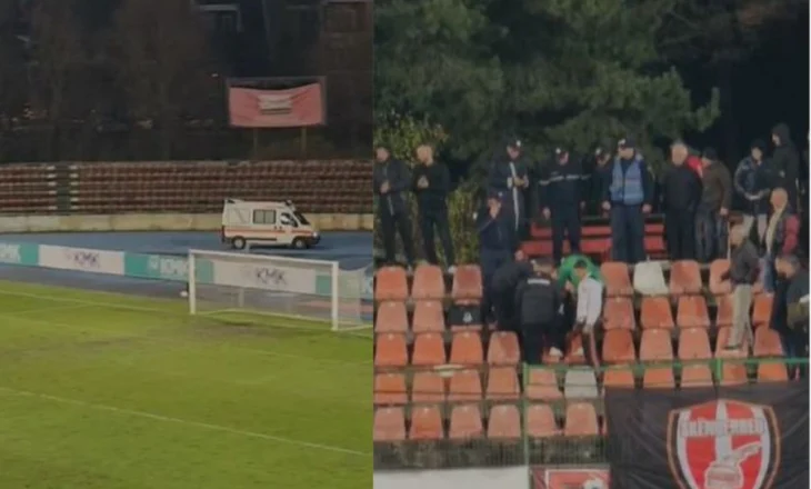 Ndërpritet ndeshja Skënderbeu-Lushnja, tifozi korçar ndihet keq, dërgohet në spital me ambulancë