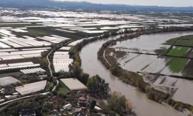 Përmbytja në Goriçan të Dimalit/ Top Channel sjell pamjet me dron, serrat prej pesë ditësh nën ujë