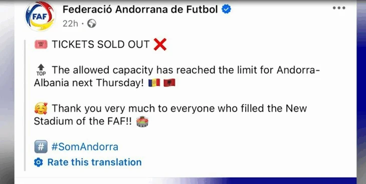 Pritet dyndje shqiptarësh, shiten të gjitha biletat e Andorrë-Shqipëri