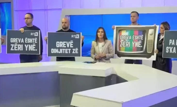 Punonjësit e RTK protestë live në ekran: Greva është zëri ynë
