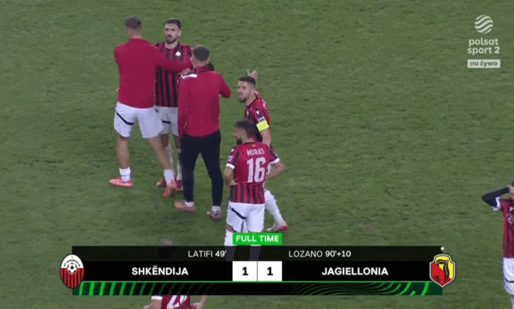 Shkëndijës i ikën fitorja nga duart në minutën e 100, kuqezinjtë befasohen në fund nga Jagiellonia