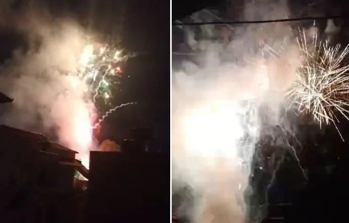 Video/ Kushtetuesja e riktheu në detyrë, mbështetësit e Veliajt ‘ndezin’ qiellin me fishekzjarrë pranë burgut të Durrësit