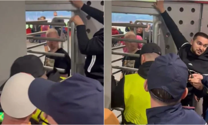 Video/ Tifozi anglez ngec në derën e sigurisë të “Arenës Kombëtare”