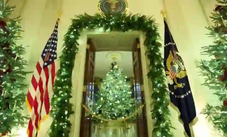 10 mijë flutura blu e 5000 drita e yje të arta, magjia e dekorit të Shtëpisë së Bardhë për Krishtlindje