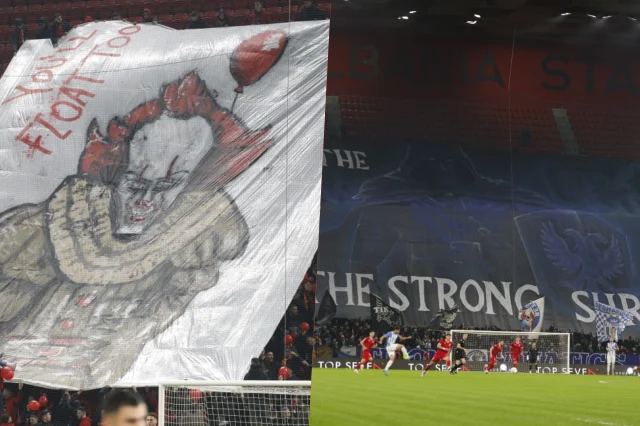 FOTO/ Nga tullumbacet e kuqe tek mesazhi bardheblu në tribuna, koreografitë e tifozerive në derbi