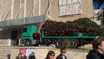 Kryeministria “pastrohet” para protestës? Pema e Krishtlindjeve largohet me kamion