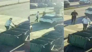 La qeset me mbeturina pranë koshave/ Policia Bashkiake detyron qytetarin të kthehet nga rruga, momenti kur efektivët e shoqërojnë