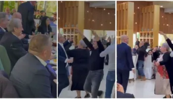 Takimi me demokratët në Elbasan, deputetët e PD dhe Sali Berisha shtrojnë drekë me muzikë e valle (Video)