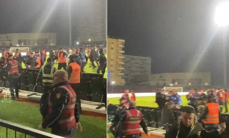 Tensione mes Flamurtarit dhe Teutës/ Momenti kur policia ndërhynë për të mos lejuar futjen e tifozëve në fushë