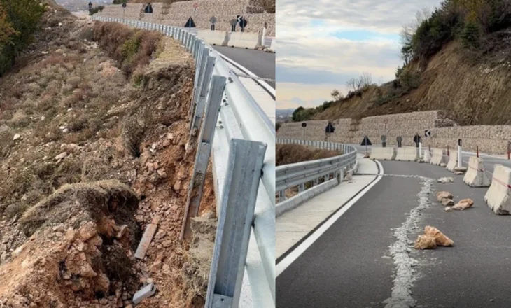 U përurua 8 muaj më parë, shembet rruga Shëngjin–Velipojë, qarkullimi i mjeteve në kaos