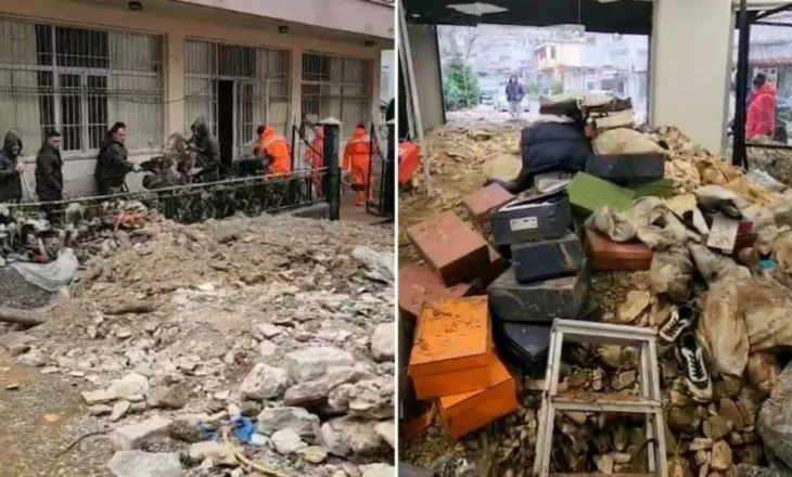 Baltë e inerte brenda shtëpive e bizneseve, dëme të mëdha nga përmbytjet në Gjirokastër