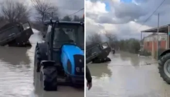 Durrës, automjeti i ushtrisë shkon të ndihmojë banorët por ngec në ujë (VIDEO)