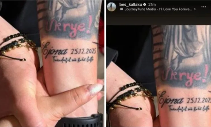 Ejona, trëndafil në kohë lufte”/ Bes Kallaku konfuzon fansat me tatuazhin e ri