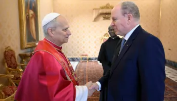 FOTOT/ Çfarë po ndodh me princin e Monakos, shfaqet me shenja të dukshme në fytyrë.. Albert II merr vëmendjen gjatë takimit me Papën