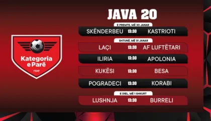 Kategoria e Parë: Kalendari i javës së 20-të, i ndarë në 3 ditë