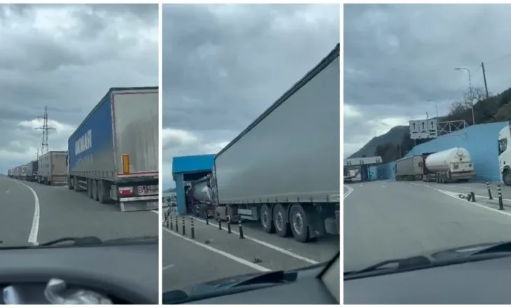 Kolaps në doganën e Hanit të Hotit/ Radha e mjeteve të tonazhit të lartë arrin 1.5 km