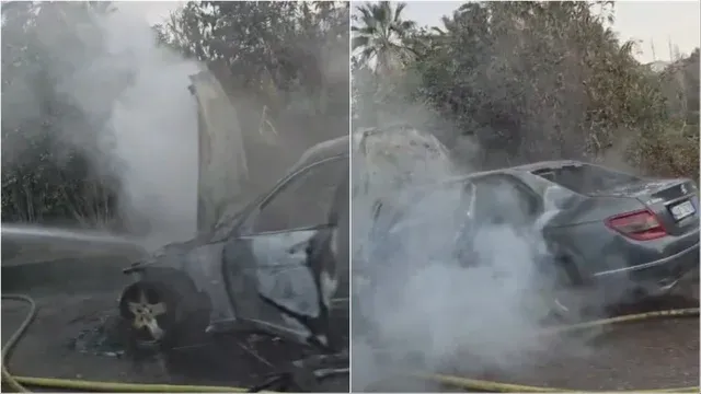 Makina përfshihet nga flakët tek Liqeni Artificial në Tiranë