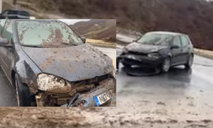 Masivi i dherave në aksin Qukës-Qafë Plloçë zë poshtë një makinë, shpëton shoferi