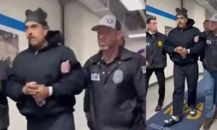 Me shapka dhe shishe uji në dorë, momenti kur Maduro mbërrin në zyrat e DEA në Nju Jork (VIDEO)