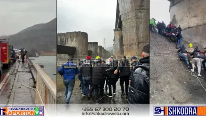 MINUTA E FUNDIT – Makina del nga rruga dhe bie në liqenin e Vau Dejësit, tre persona shpëtojnë mrekullisht