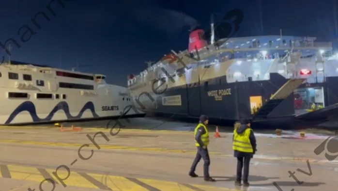 Moti i keq/ Bllokohet lëvizja në portet Greke, dy anije pasagjerësh u përplasën në Pire