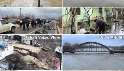 Moti i keq, Vjosa del nga shtrati në Mifol, niveli arrin në 8.5 m, gati 1000 shtëpi në Durrës nën ujë, përmbytje…