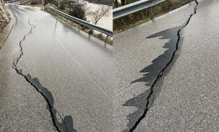 Pamje të frikshme, shihni si është çarë rruga Përmet–Çarçovë (FOTO)