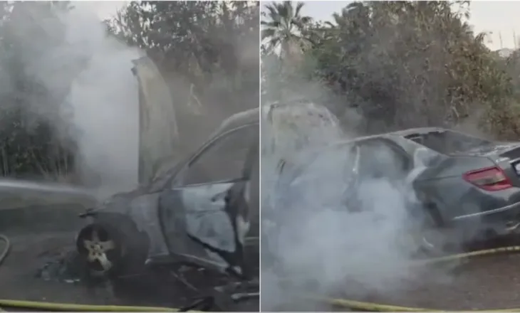 Përfshihet nga flakët një makinë në Unazën e Re në Tiranë