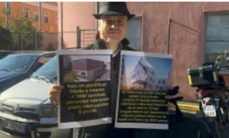 Rama ia fali Bollinos/ Malltezi në seancën e GJKKO proteston me fotot e pronës së lënë për gjimnaz