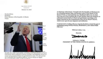 Rama publikon ftesën e Trump për tu bërë pjesë e Bordit të Paqes