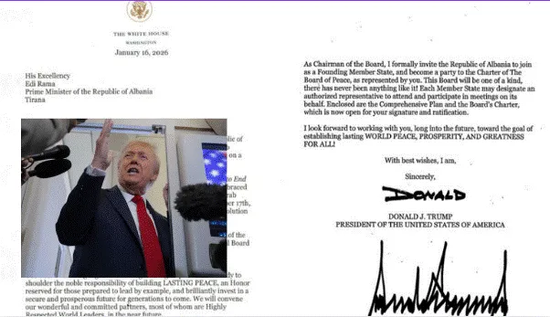 Rama publikon ftesën e Trump për tu bërë pjesë e Bordit të Paqes