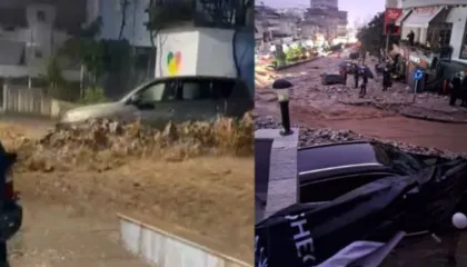 Reshjet e dendura të shiut në Gjirokastër/ Del nga shtrati përroi i Ficos dhe liqeni i Viroit, uji merr përpara makinat