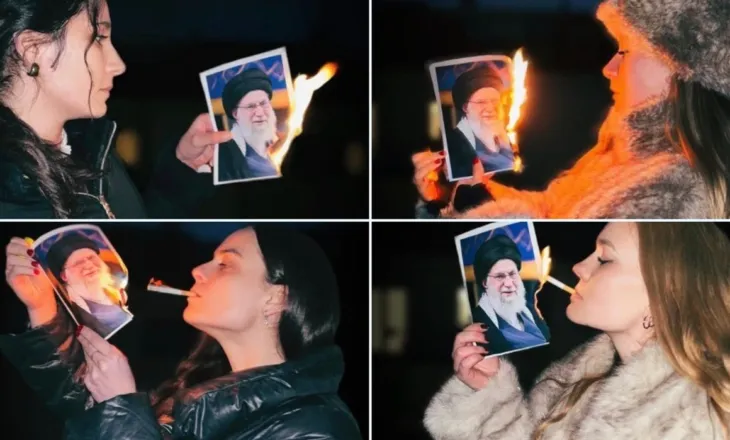 Revolta simbolike e grave iraniane – ndezin cigaret nga fotot e djegura të liderit suprem, Ali Khamenei