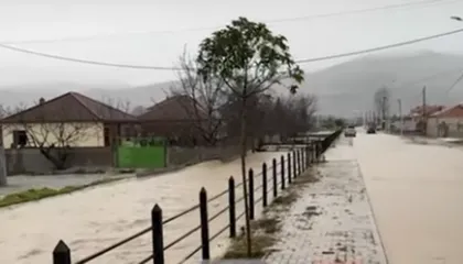 Situatë problematike në Pogradec dhe Korçë/ Lumi në fshatin Rrëmenj del nga shtrati, përmbyt banesat