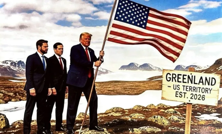 Trump publikon fotomontazhin me flamurin amerikan në Groenlandë: Territor i SHBA-ve nga 2026