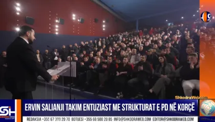 VIDEO – Ervin Salianji takim entuziast në Korçë me strukturat e PD, i kthen përgjigje lidershipit demokrat