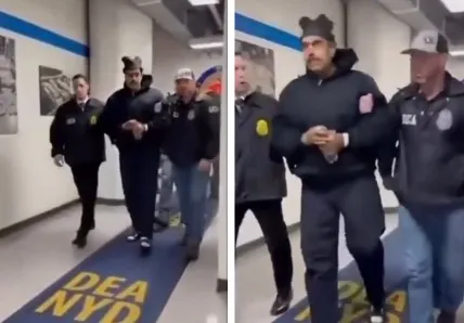Video/ Me shapka dhe shishe uji në dorë, momenti kur Maduro mbërrin në New York