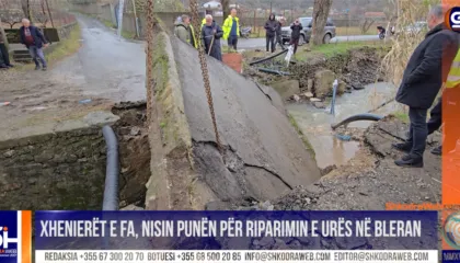 VIDEO – Nis puna për riparimin e urës së dëmtuar në Bleran të Bardhajve, u sherben 600 banorëve…
