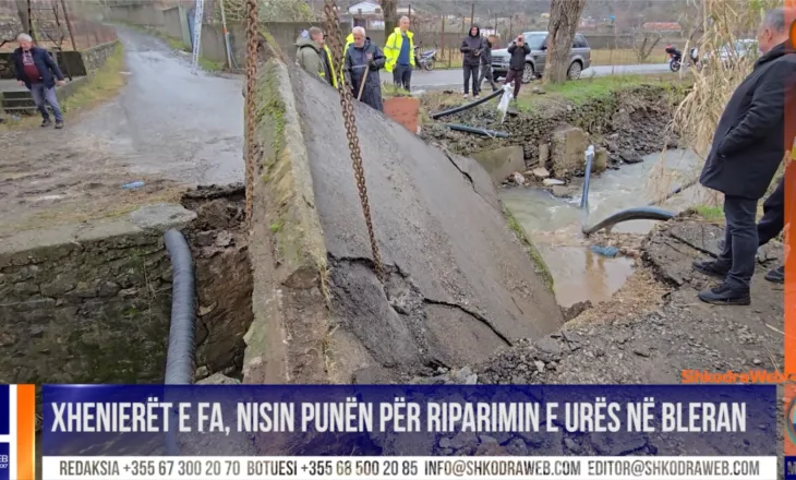 VIDEO – Nis puna për riparimin e urës së dëmtuar në Bleran të Bardhajve, u sherben 600 banorëve…